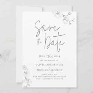 Invitation Jardin moderne Orchidées Mariage Photo Enregistrer