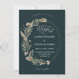 Invitation Jardin noir foncé personnalisé couronne & anneaux