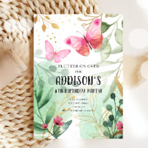 Jardin papillon Fleurs florales Or rose Anniversai