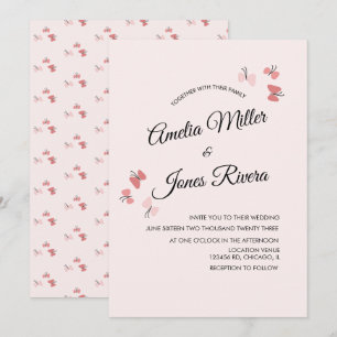 Invitation Jardin Papillons Roses Mariage Romantique