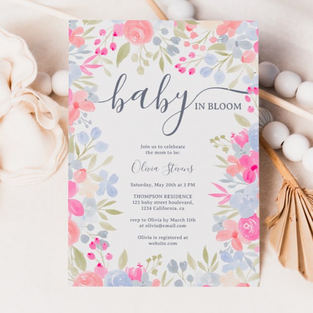 Invitation Jardin pastel fleurs sauvages baby shower de print (Créateur téléchargé)
