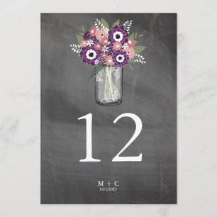 Invitation Jardin pourpre Mason Jar Chalkboard Numéro de tab