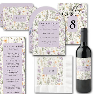 Invitation Jardin printanier bleu rose jaune lavande
