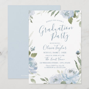 Invitation Jardin romantique fête de fin d'études florale ble