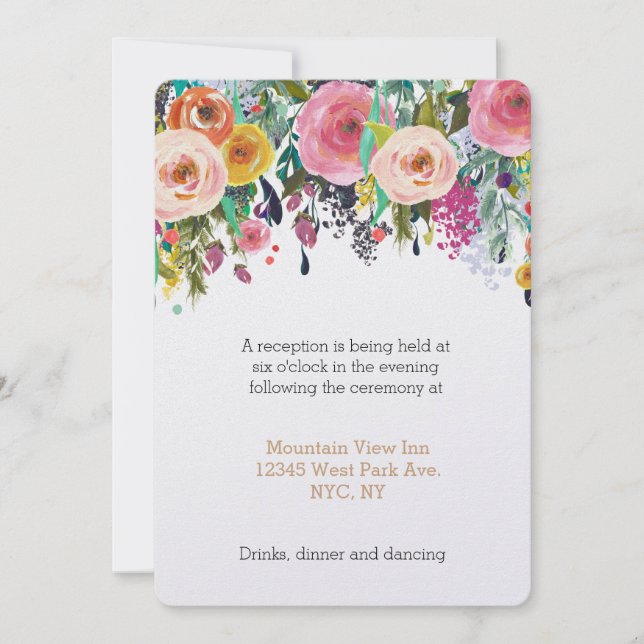 Invitation Jardin romantique Réception de mariage floral (Devant)
