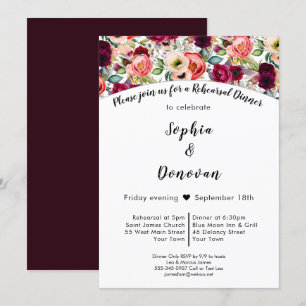 Invitation Jardin romantique Répétition Florale Dîner Invitat
