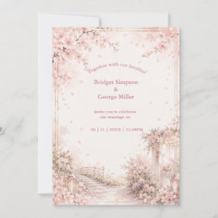 Invitation Jardin Romantique Sakura Mariage Félicité