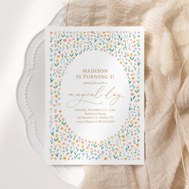 Invitation Jardin rose floral fille fête d'anniversaire (Créateur téléchargé)