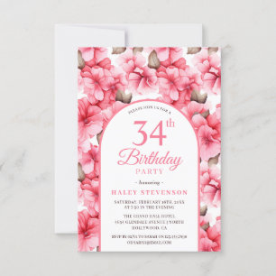 Invitation Jardin rose joli Arc floral chic 34e anniversaire