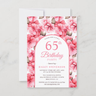 Invitation Jardin rose Joli Arc Floral Chic 65e anniversaire
