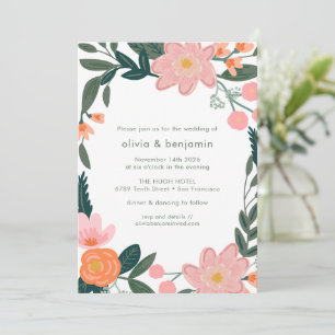 Invitation Jardin rose simple Jardin Mariage fleuri