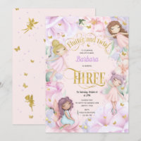 Jardin rose violet enchanté fée, 3ème anniversaire