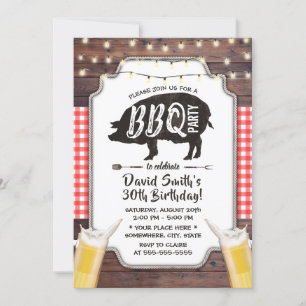 Invitation Jardin rustique barbecue et fête d'anniversaire de