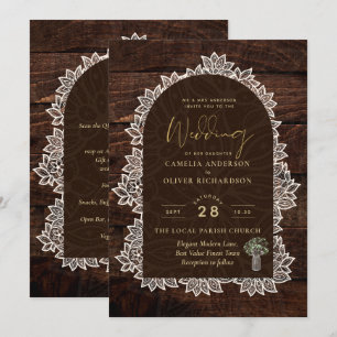 Invitation Jardin rustique Bois Mariage Dentelle en bois