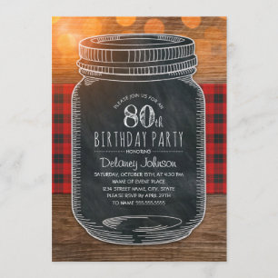 Invitation Jardin rustique Mason Jar 80e anniversaire