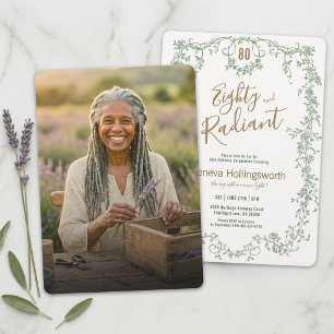 Invitation Jardin Sage Vert Bronze Or 80e Anniversaire Photo