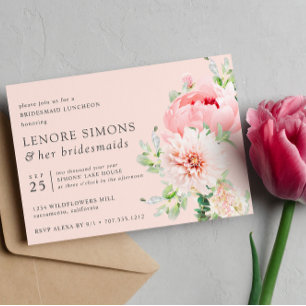 Invitation Jardin sauvage Chic Floral Dahlia Bridesmaid Déjeu
