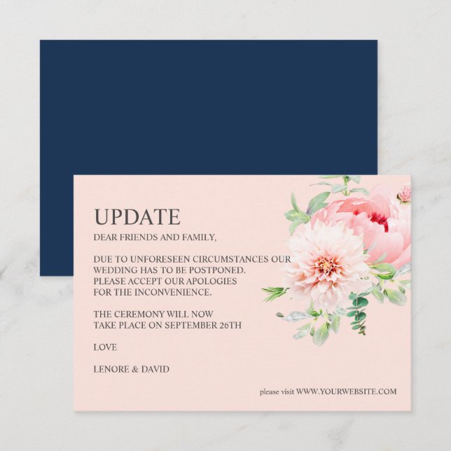 Invitation Jardin sauvage | Dahlia Peony Pink MARIAGE MISE À  (Devant / Derrière)