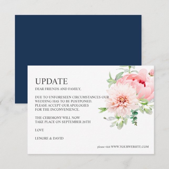 Invitation Jardin sauvage | Dahlia Peony Pink MARIAGE MISE À  (Devant / Derrière)