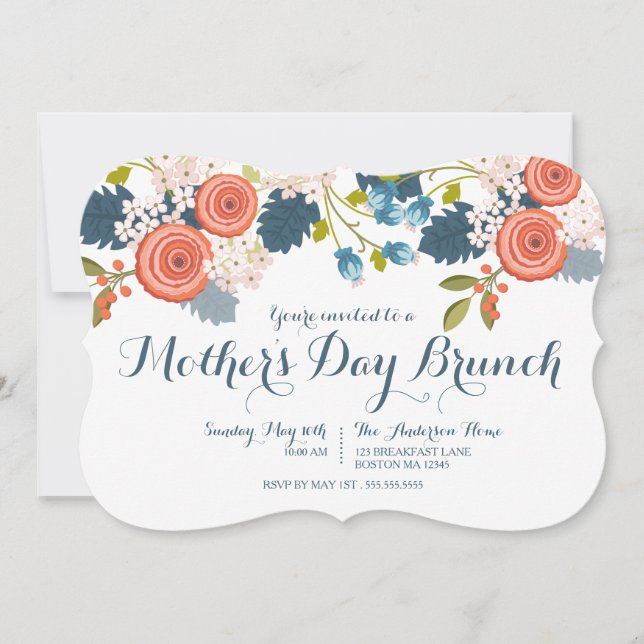 Invitation Jardin sauvage Floral Fête des Mères Brunch Invita (Devant)