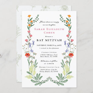 Invitation Jardin secret bat mitzvah