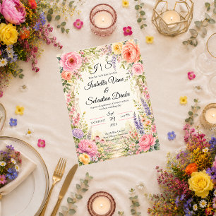 Invitation Jardin Secret Romantique Fleurs de Mariage 