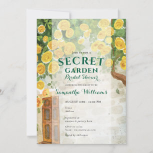 Invitation Jardin secret Roses jaunes Fête des mariées enchan