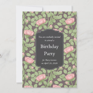 Invitation Jardin Secret Roses Roses Fuschées Anniversaire