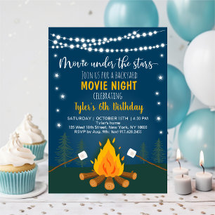 Invitation Jardin Soirée Film S'mores Anniversaire