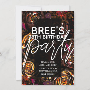 Invitation Jardin sombre Fleurs d'automne Fête d'anniversaire