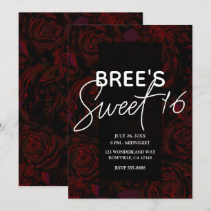 Invitation Jardin sombre Fleurs rouges romantiques Glamour Do