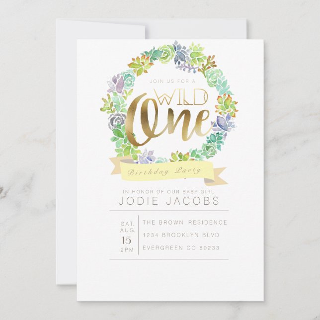 Invitation Jardin Succulent | Premier anniversaire de l'aquar (Devant)