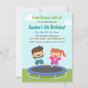 Invitation Jardin Trampoline Anniversaire de enfant