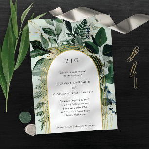 Invitation Jardin verdoyant, mariage d'arche botanique modern