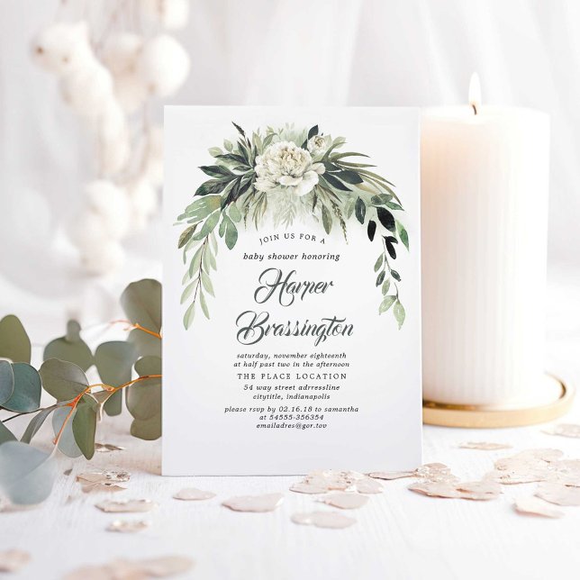 Invitation Jardin Vert Jardin Jardin Jardin Baby shower éléga (Greenery Boho Baby Shower)