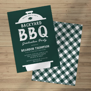 Invitation Jardin vert rustique BBQ Graduation Party