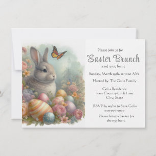 Invitation Jardin Vintage avec Lapin de Pâques 