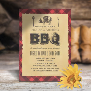 Invitation Jardin vintage BBQ Fête de chauffage domestique