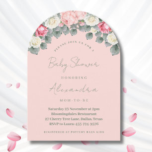 Invitation Jardin Vintage rose vif Baby shower Roses