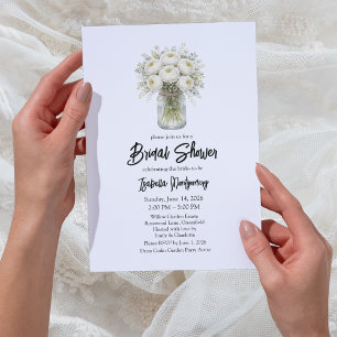 Invitation Jarre de mariage en bocal Mason Ranunculus à palet