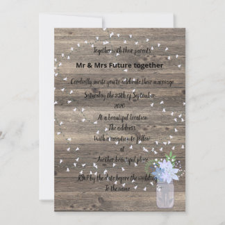 Invitation Jarre de mason bleu vintage rustique