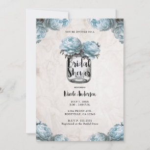 Invitation Jarre Mason Pivoine Bleu Poussiéreux Réception de