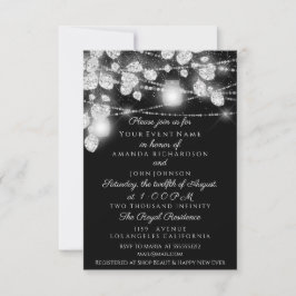 Invitation Jars de lumières de mariage gris noir blanc paille