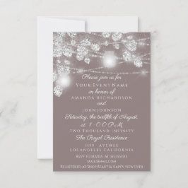Invitation Jars de lumières de mariage Pailleté Gris Argent B