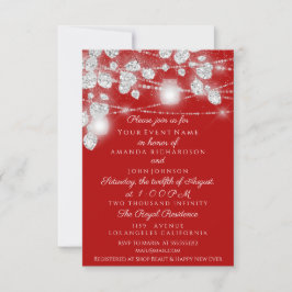 Invitation Jars de lumières de mariage pailletés gris argent 