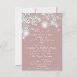 Invitation Jars de lumières de mariage Paillettes Gris Rose F