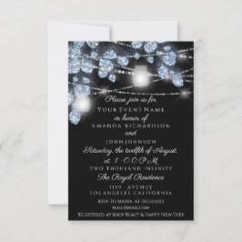 Invitation Jars de lumières de mariage rustiques pailletés Bl