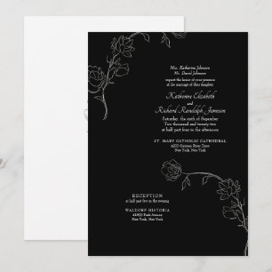 Invitation Jasmine Outline Mariage officiel noir