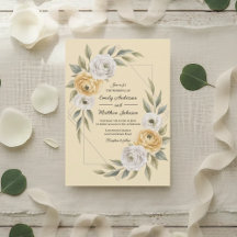 Jaune Beurre Aquarelle Floral Géométrique Mariage