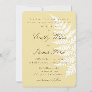 Invitation Jaune Beurre Blanc Fern 5x7 Mariage Botanique